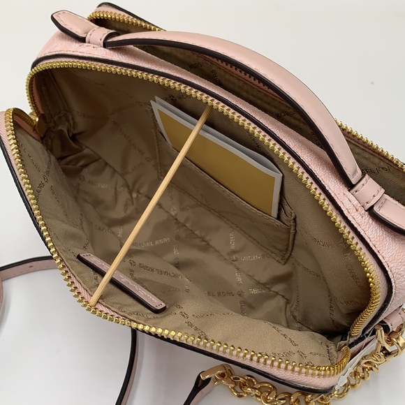 MICHAEL KORS JET SET ITEM MEDIUM DOUBLE ZIP PHONE XBODY LIGHT POWDER BLUSH MULTI - Picture 14 of 16